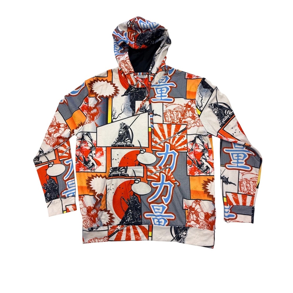 Fresh Prints of Tokyo Samurai Manga All Over Print Hoodie Mens Medium Streetwear